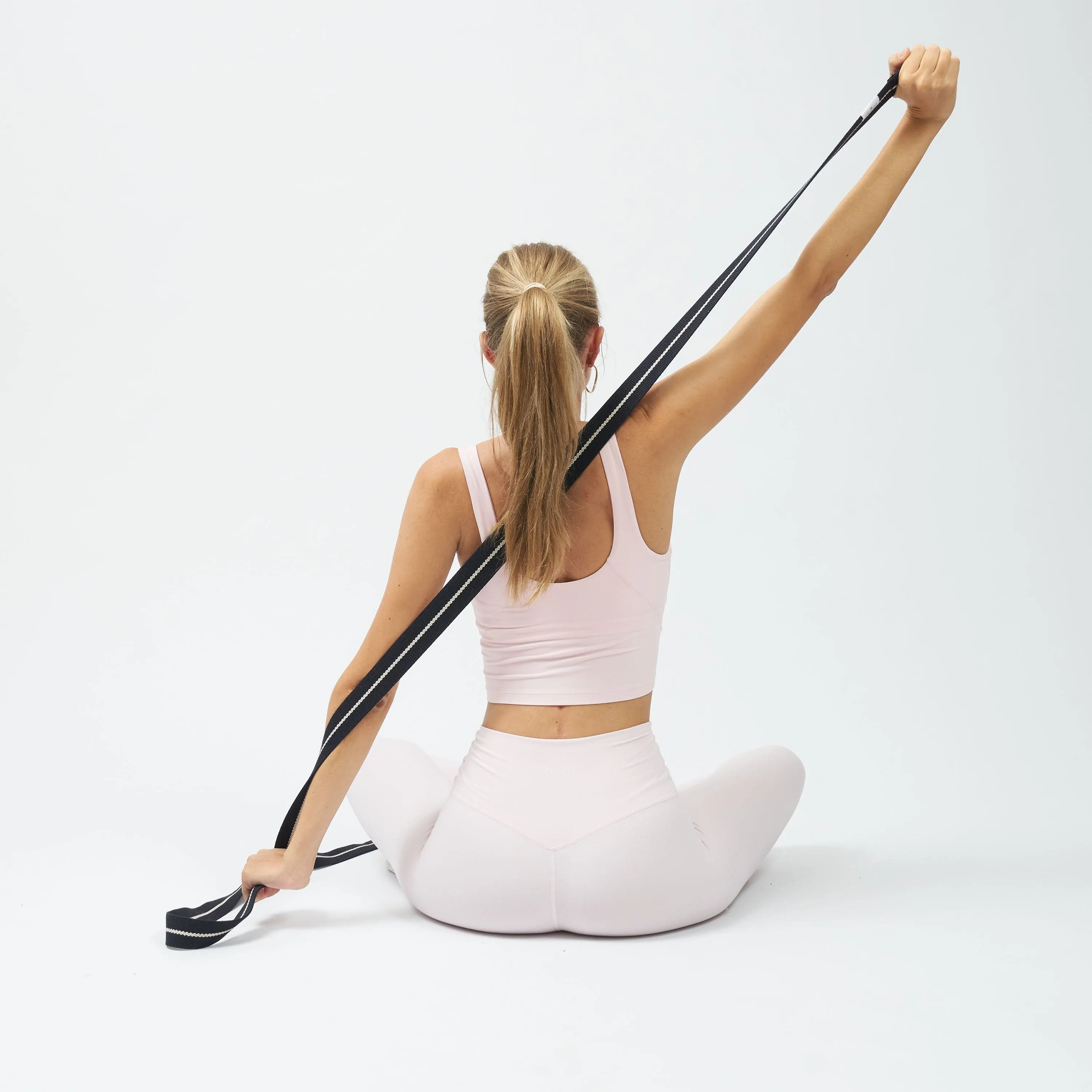 Natural Cotton Yoga Strap | Black & Sand