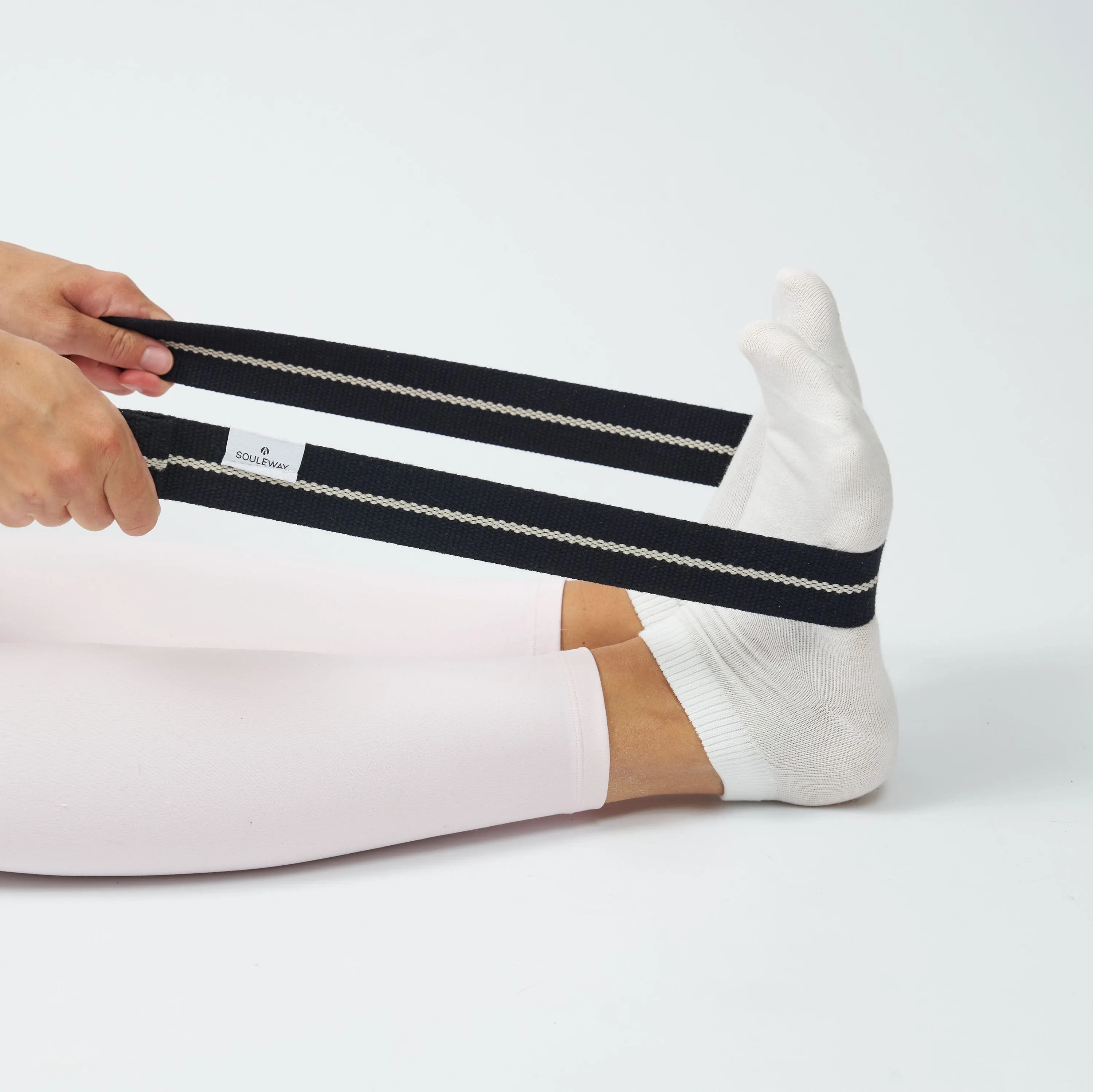 Natural Cotton Yoga Strap | Black & Sand