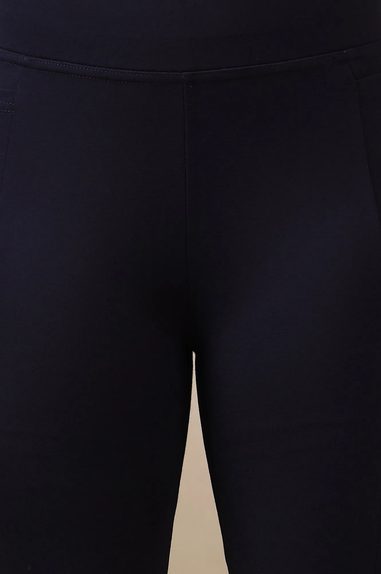 Navy Blue Flared Ankle Length Yoga Tights