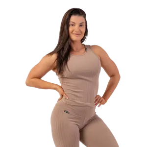 Nebbia Organic Cotton Ribbed Tank Top 414 Brown