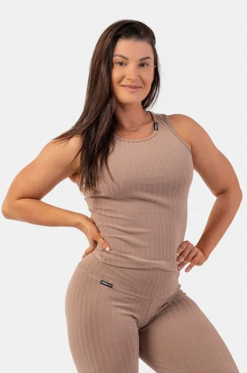 Nebbia Organic Cotton Ribbed Tank Top 414 Brown