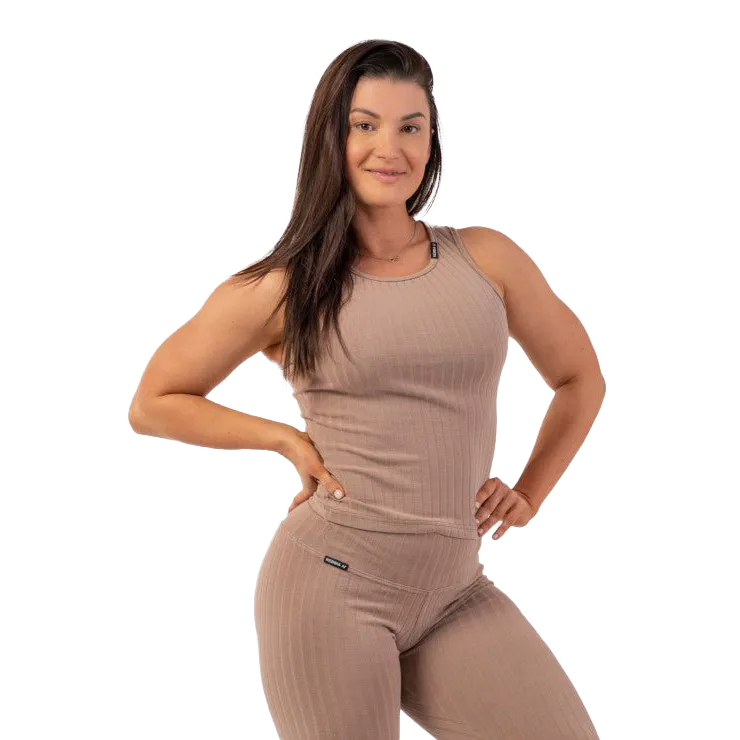 Nebbia Organic Cotton Ribbed Tank Top 414 Brown