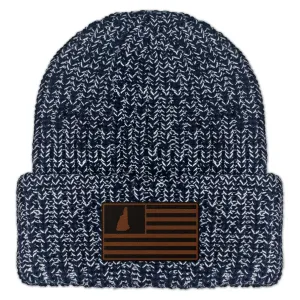 New Hampshire USA Flag Leather Patch Chunky Knit