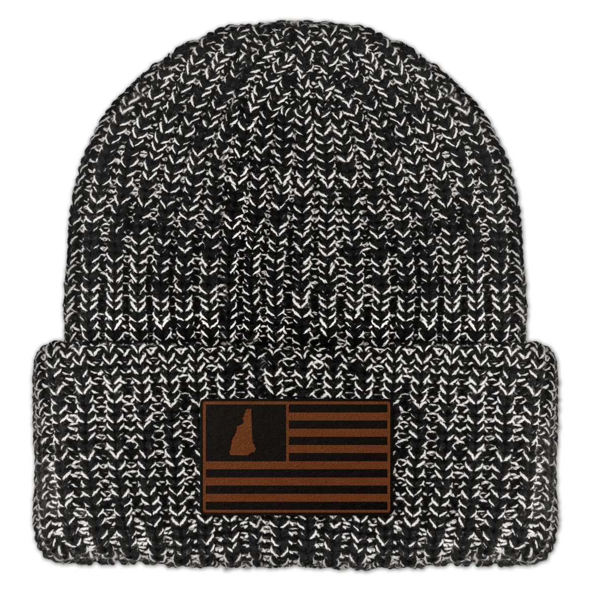 New Hampshire USA Flag Leather Patch Chunky Knit