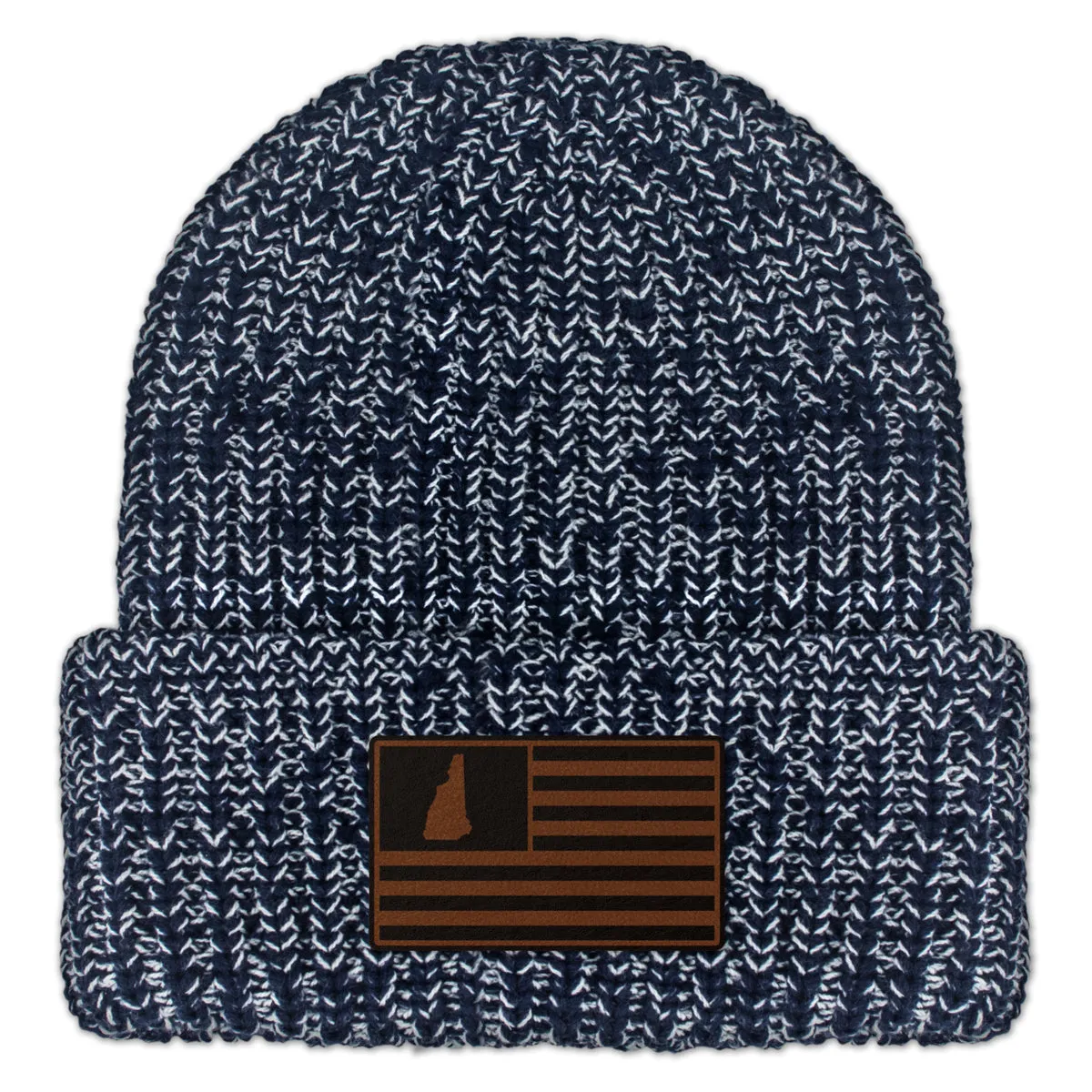 New Hampshire USA Flag Leather Patch Chunky Knit