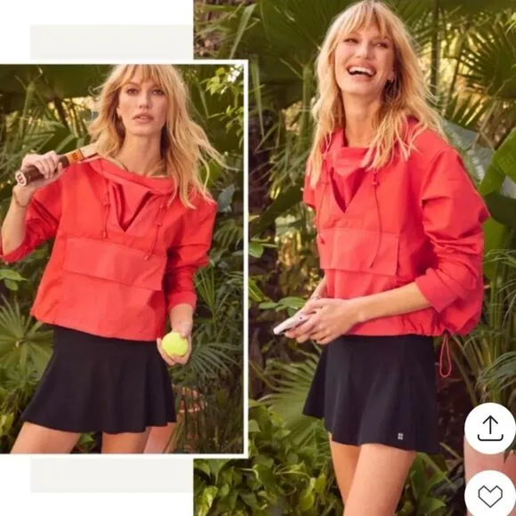 NEW Sweaty Betty Nomad Tulip Red Jacket Pullover Hood Lightweight Size XS