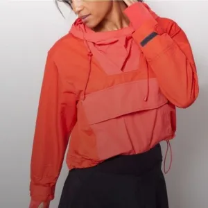 NEW Sweaty Betty Nomad Tulip Red Jacket Pullover Hood Lightweight Size XS