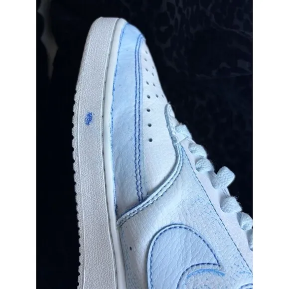 Nike Mens Size 7 Court Vision Low Custom Paint Blue White CD5463-100 Skate Shoes