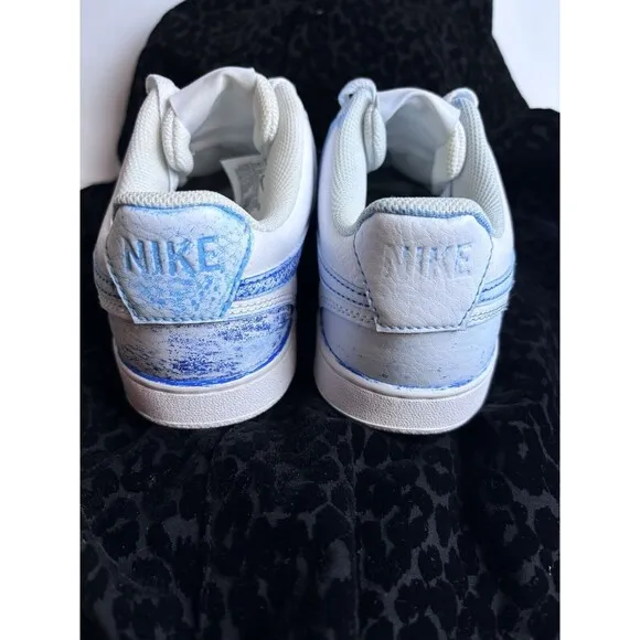 Nike Mens Size 7 Court Vision Low Custom Paint Blue White CD5463-100 Skate Shoes