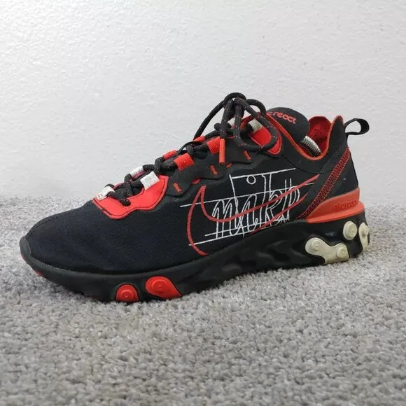 Nike React Element Script Swoosh Mens 7 Running Shoes Black Red CK9285-001