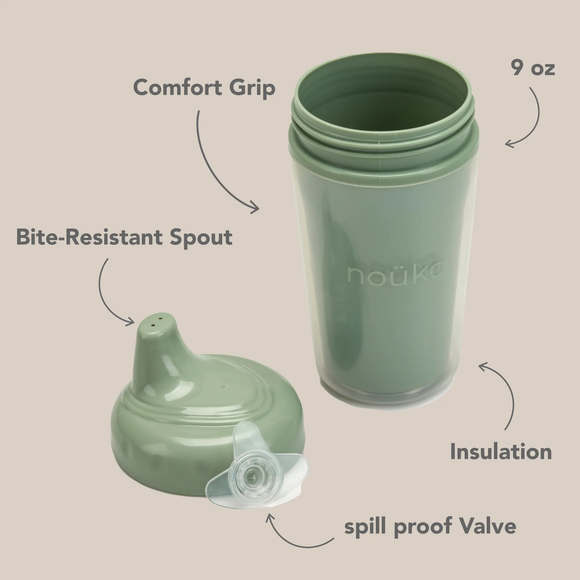 noüka Insulated Sippy Cup - Soft Blush (Min. of 2 PK, Multiples of 2 PK)