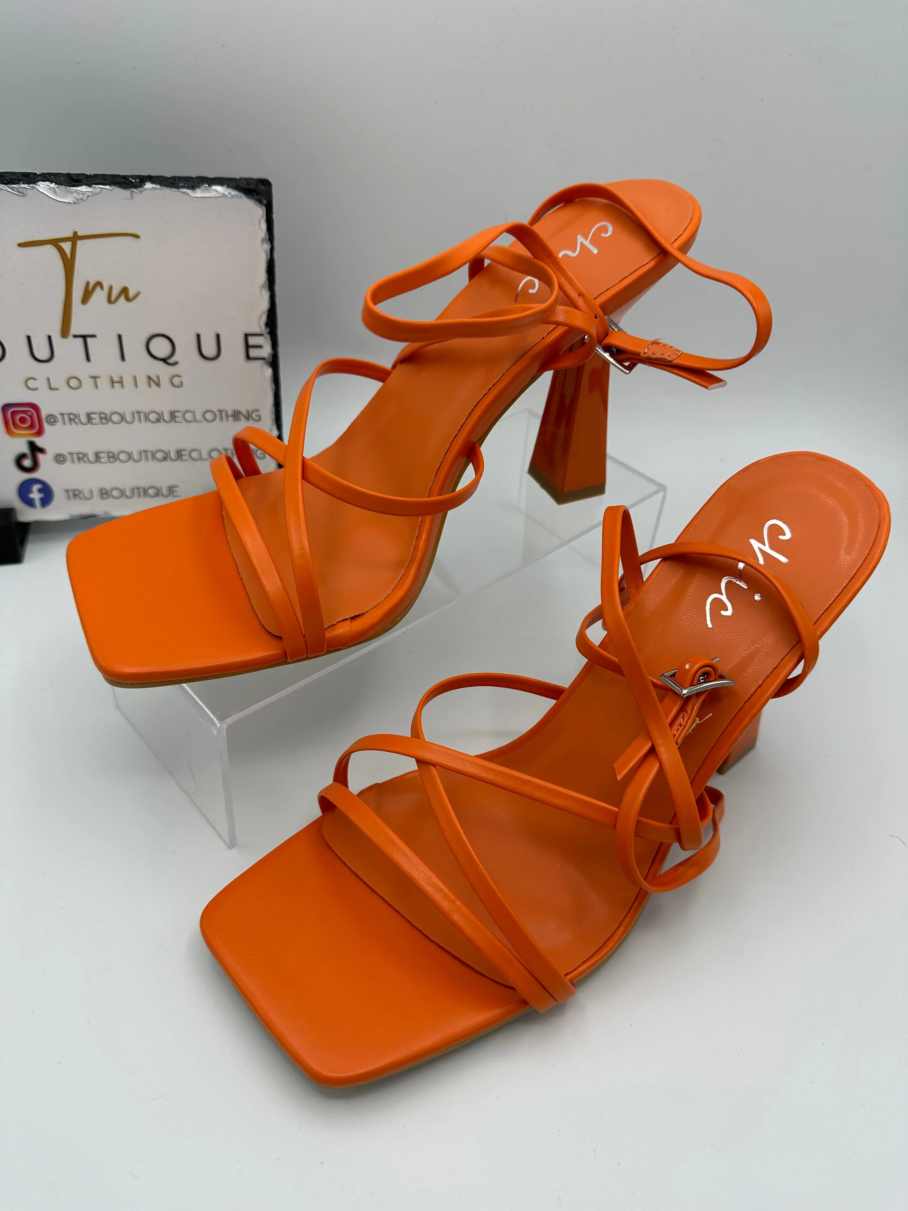 Orange Ankle Strap Heel