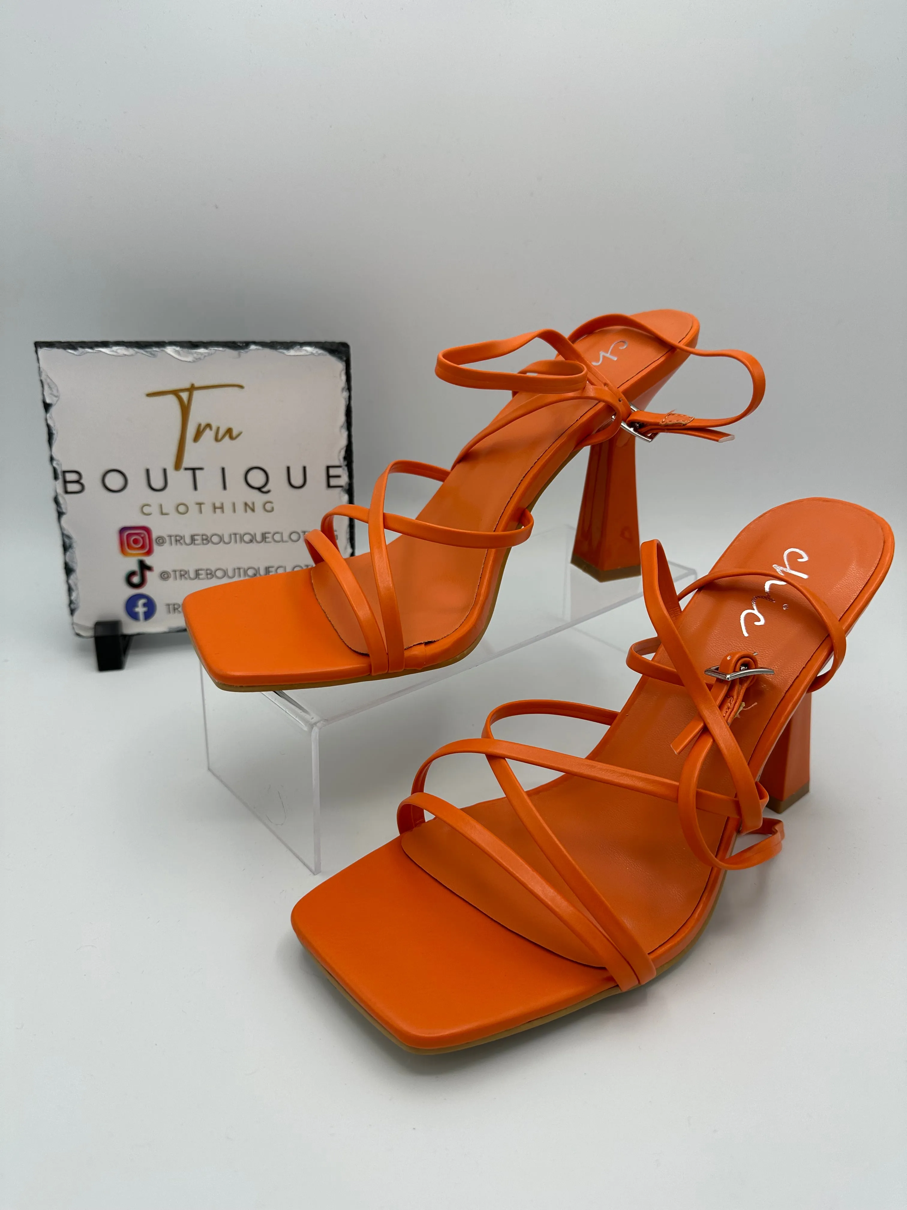 Orange Ankle Strap Heel