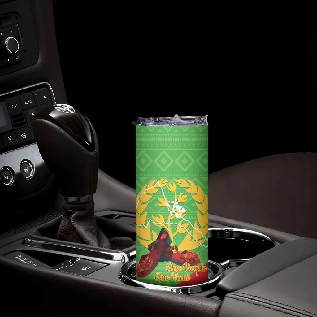 Personalised Eritrea Independence Day Skinny Tumbler Shida Shoes Olive Branch African Pattern LT14