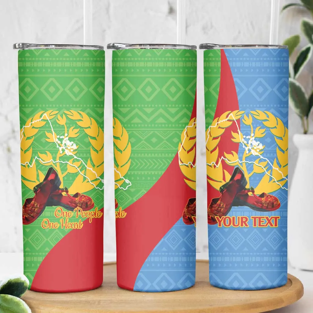 Personalised Eritrea Independence Day Skinny Tumbler Shida Shoes Olive Branch African Pattern LT14