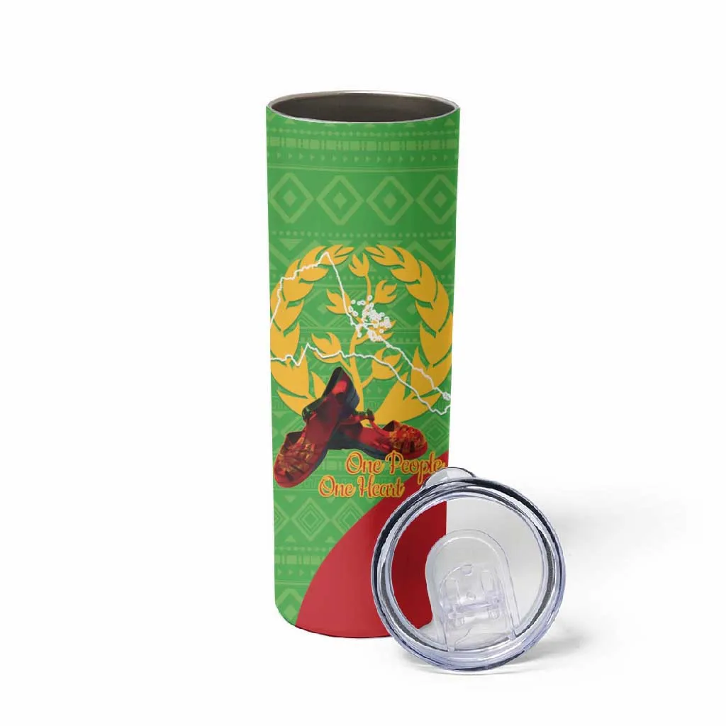 Personalised Eritrea Independence Day Skinny Tumbler Shida Shoes Olive Branch African Pattern LT14
