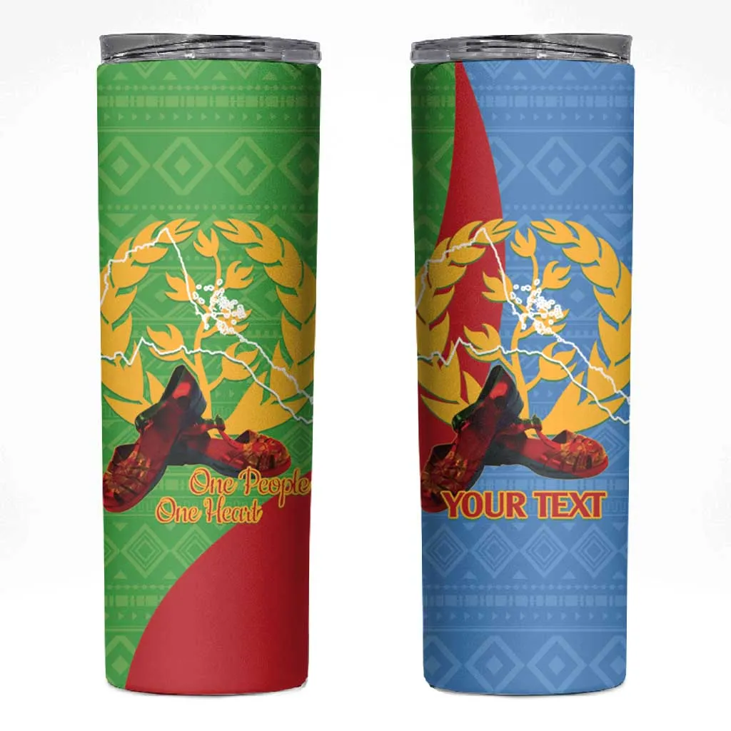 Personalised Eritrea Independence Day Skinny Tumbler Shida Shoes Olive Branch African Pattern LT14