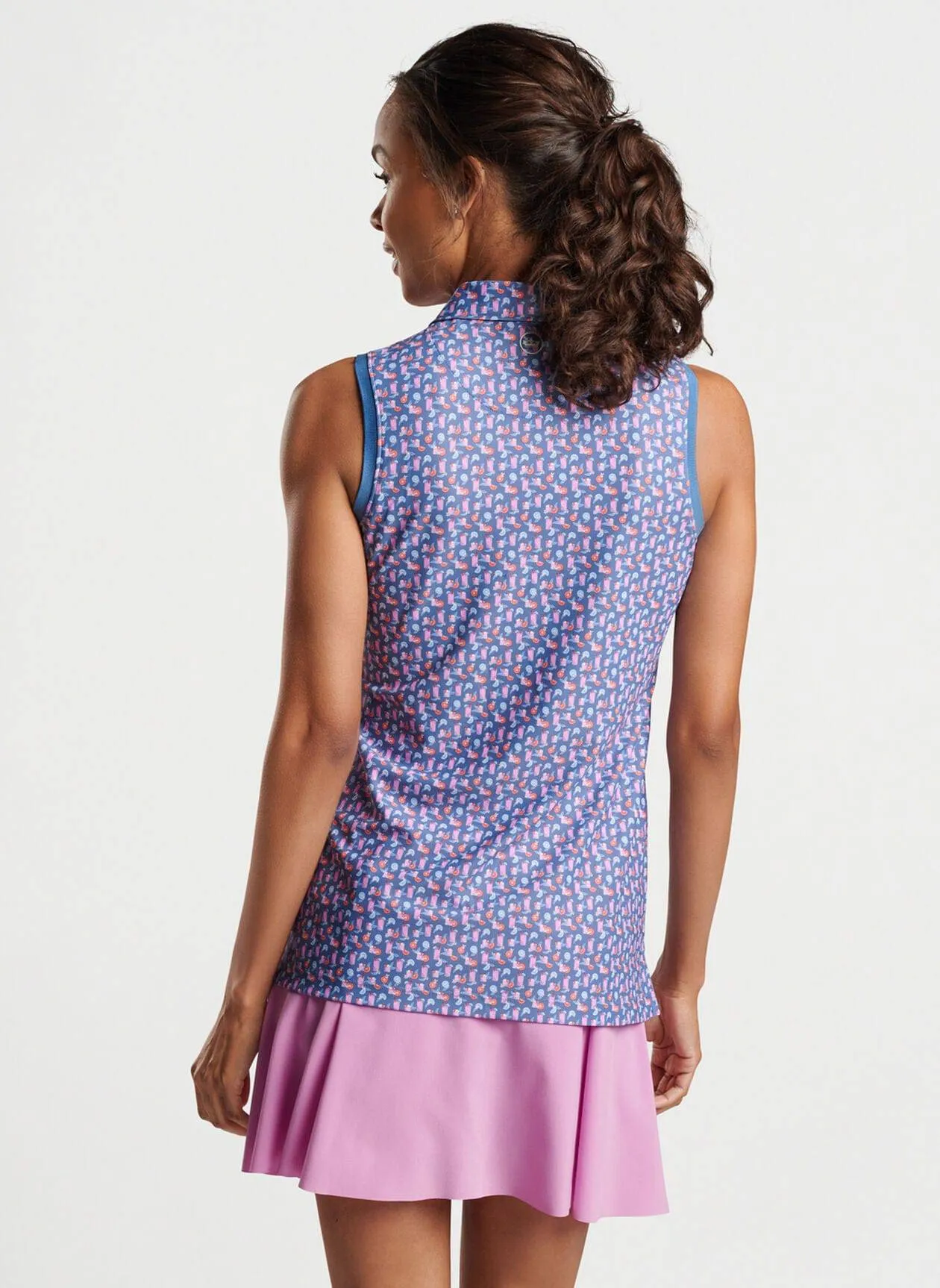 Peter Millar Womens Paloma Sleeveless Banded Button Polo - STORM