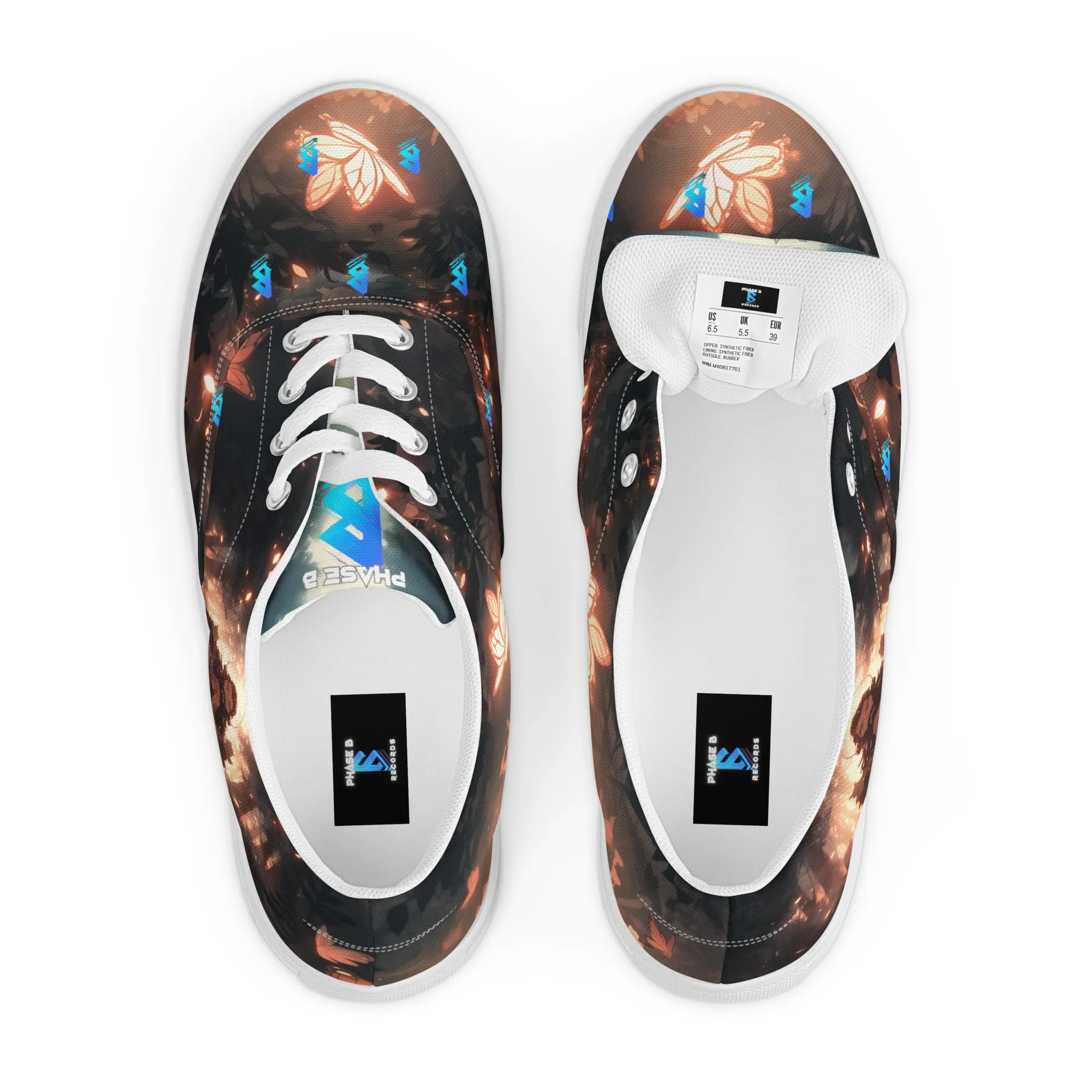 Phase B Music Men’s lace-up canvas shoes - Free Delivery! UK Techno / EDM / Electronic Graphic Merch / Alternative Apparel and Merch Only from Phase B Records.