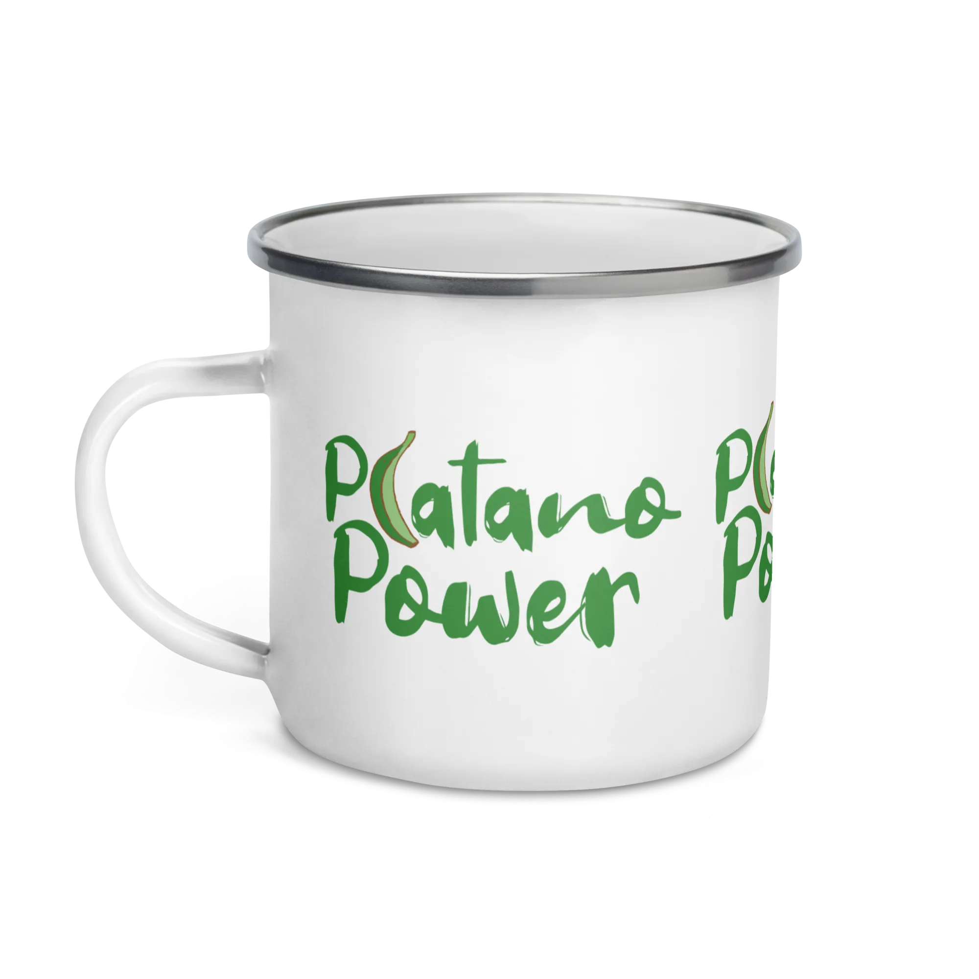 Platano Power Dominican Silver Rim Enamel Mug