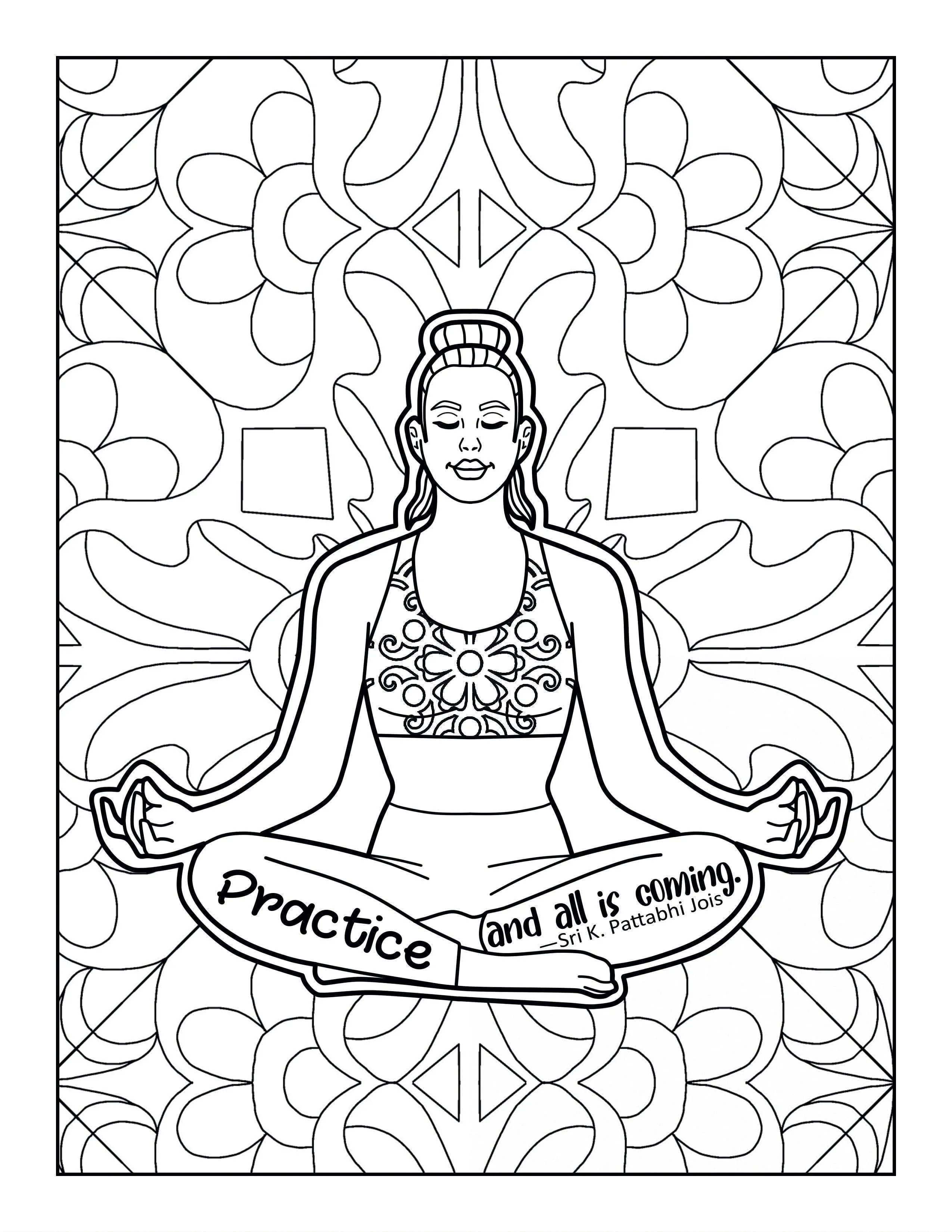 Printable Coloring Pages- Peace Love Yoga