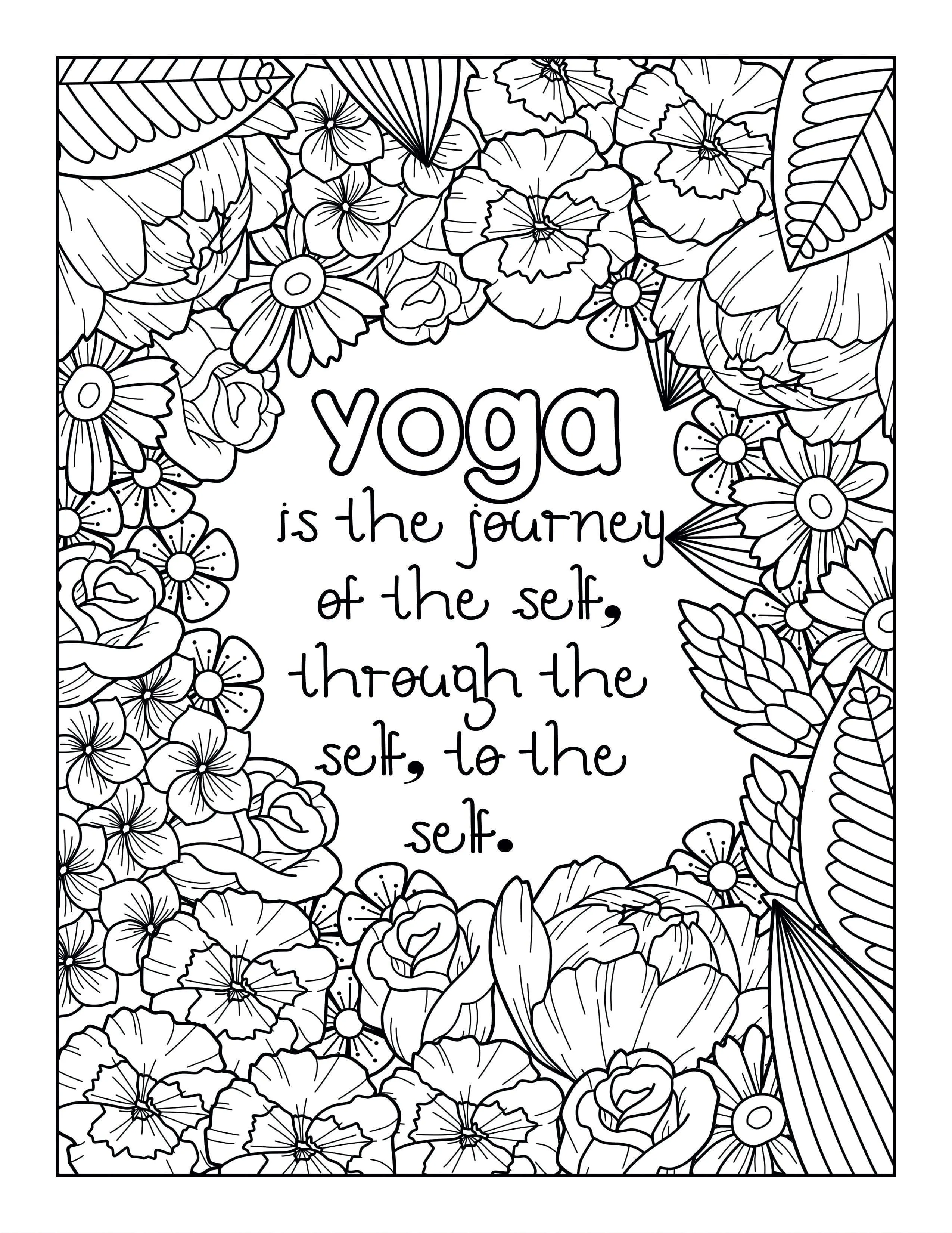 Printable Coloring Pages- Peace Love Yoga