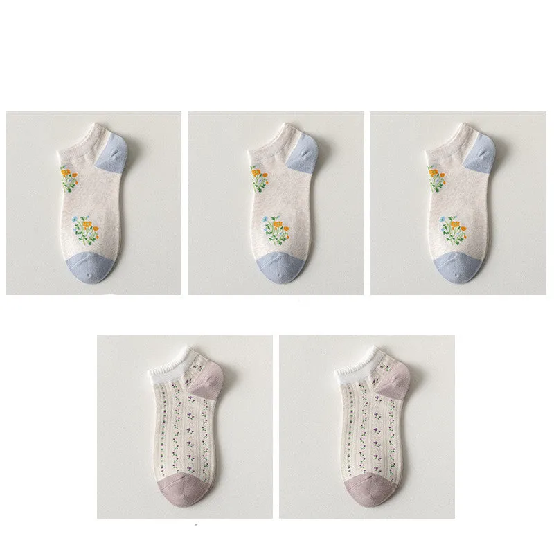 Purple Blue Women's Socks Spring And Summer Shallow Mouth Low Cut Short Socks
