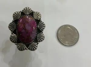 Purple Dhalia Turquoise Adjustable Ring