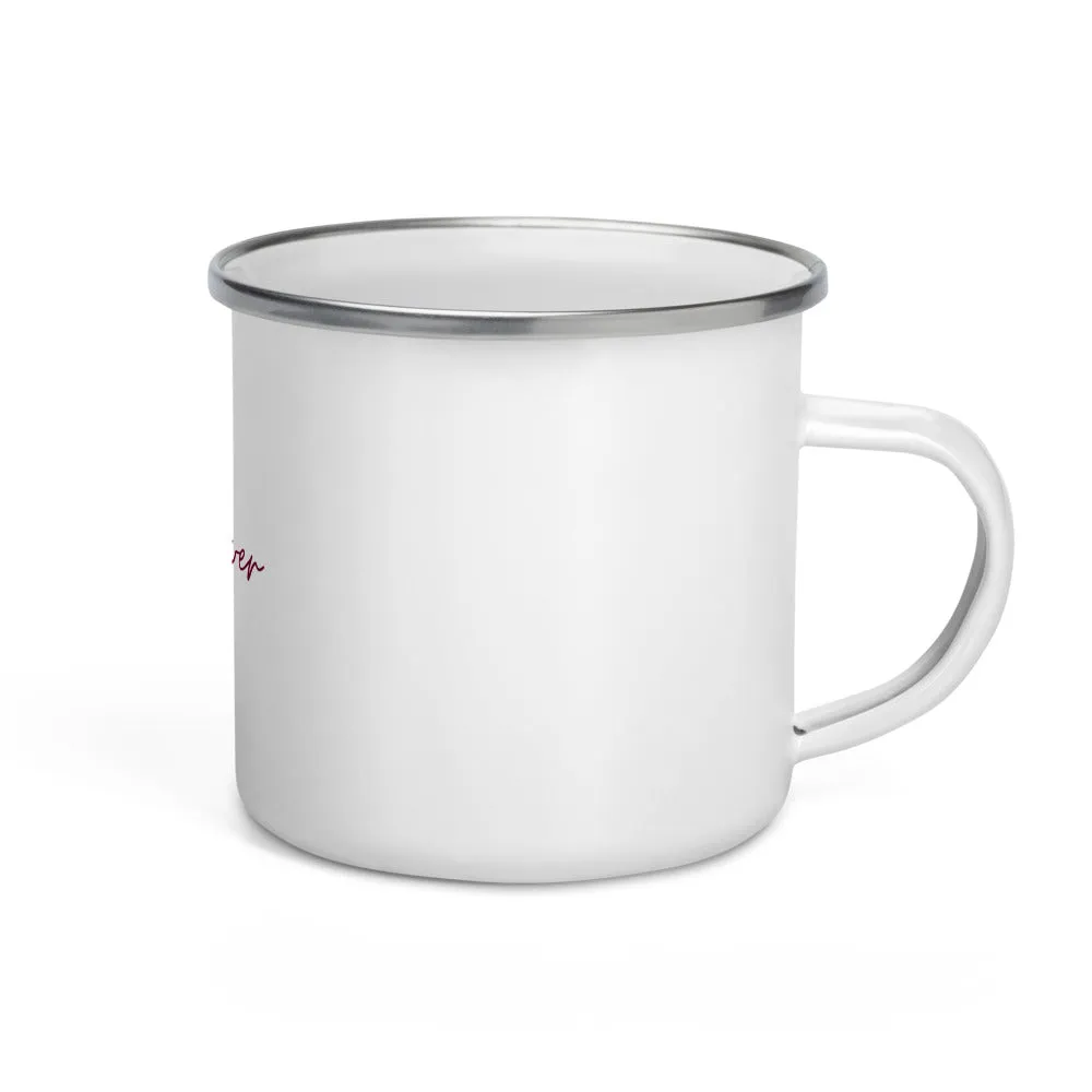 "Cabin Fever- BURGUNDY" Enamel Mug