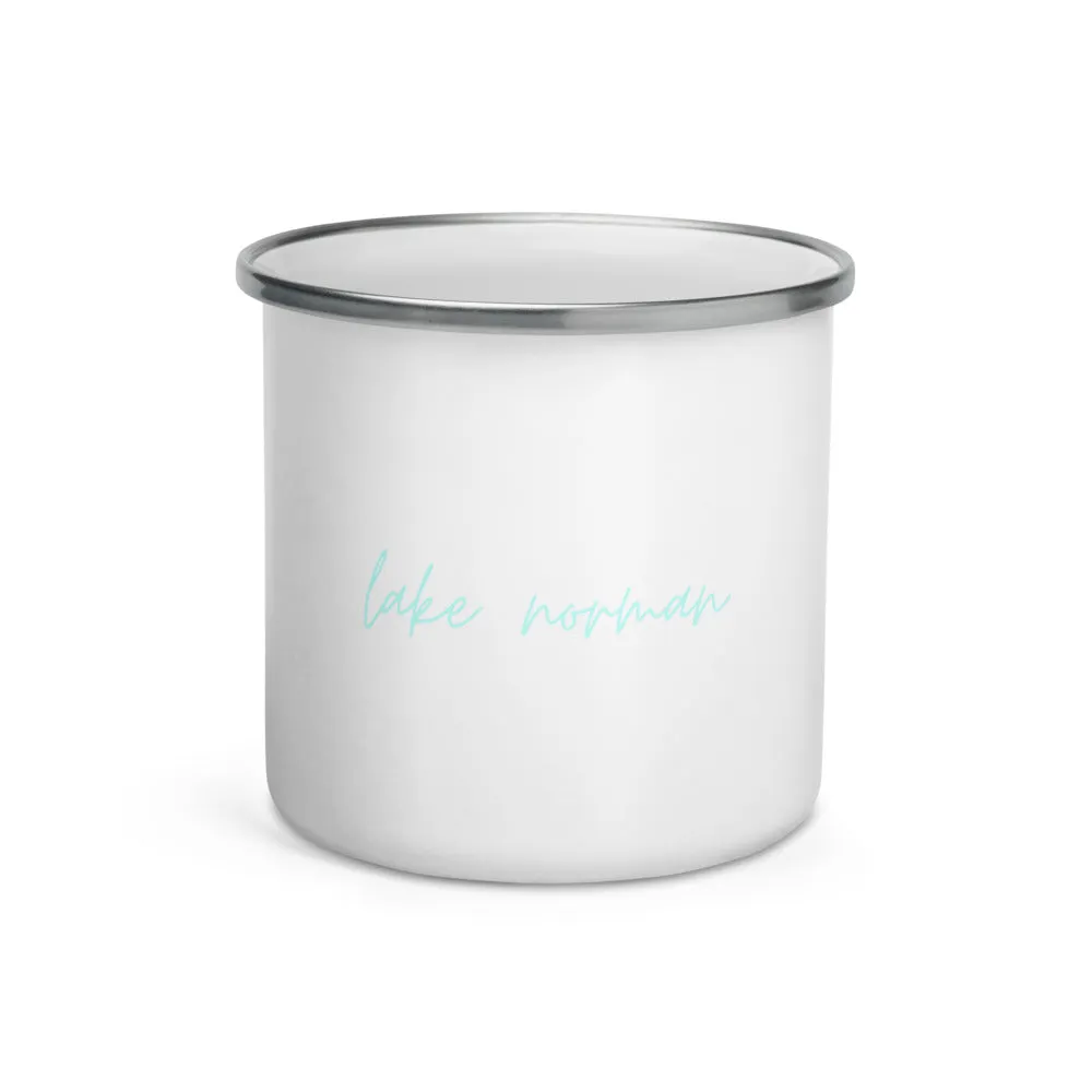 "Lake Norman- AQUA" Enamel Mug