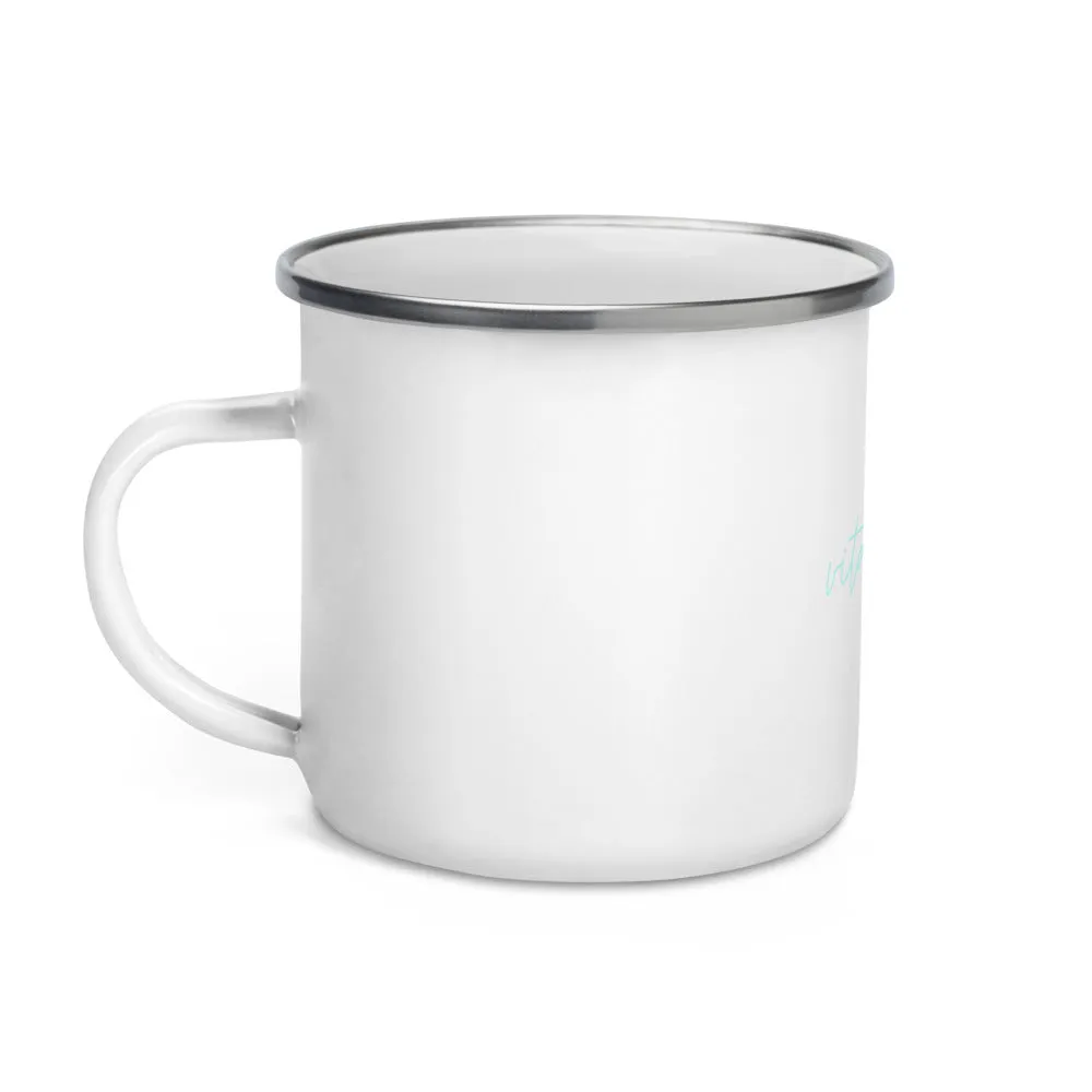 "Vitamin Ski- Aqua" Enamel Mug