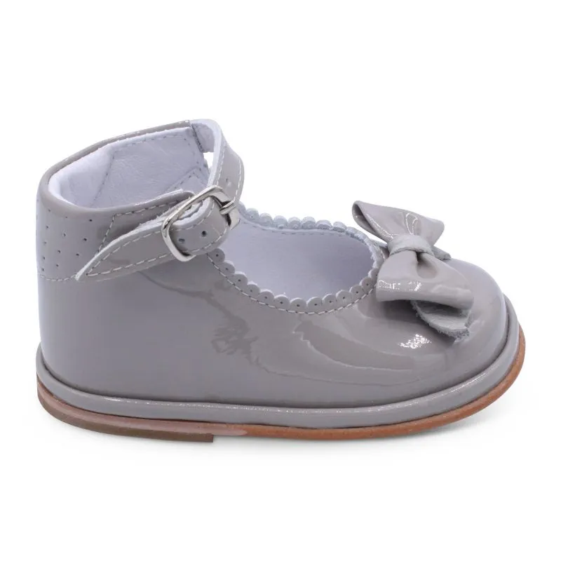 'Ruby' Girls Grey Patent Ankle Strap Shoes