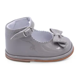 'Ruby' Girls Grey Patent Ankle Strap Shoes