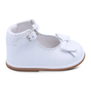 'Ruby' Girls White Leather Ankle Strap Shoes