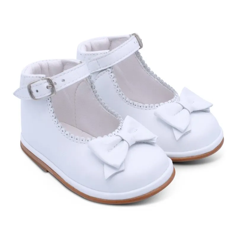 'Ruby' Girls White Leather Ankle Strap Shoes