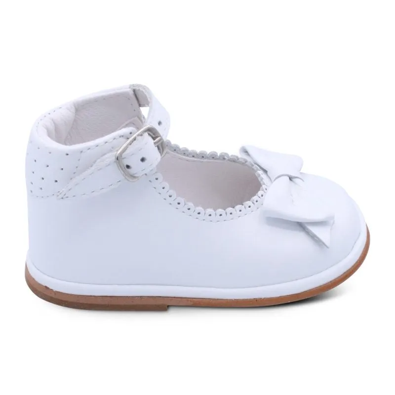 'Ruby' Girls White Leather Ankle Strap Shoes