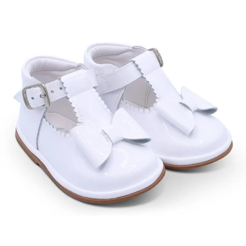 'Sabina' Girls White Patent T-Bar Shoes