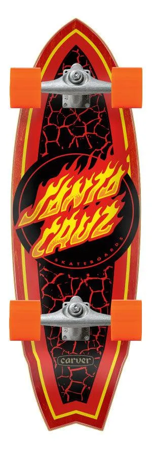 Santa Cruz x Carver Cruzer Flame Dot Shark CX Complete Surf Skate Board - 9.85"