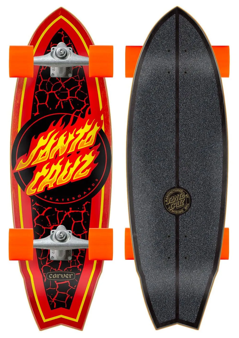 Santa Cruz x Carver Cruzer Flame Dot Shark CX Complete Surf Skate Board - 9.85"