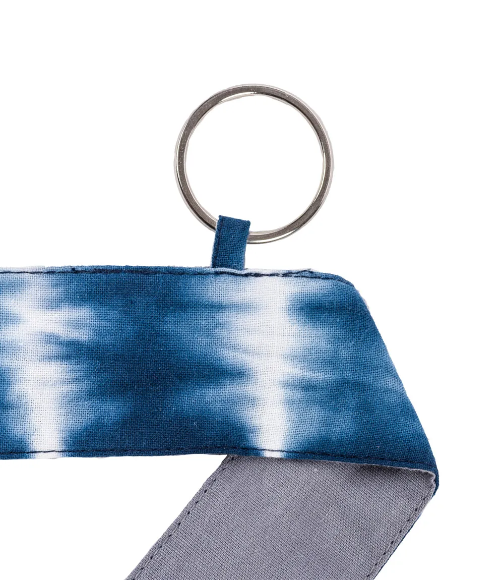 Shibori Tie Dye Yoga Mat Strap - Indigo. White