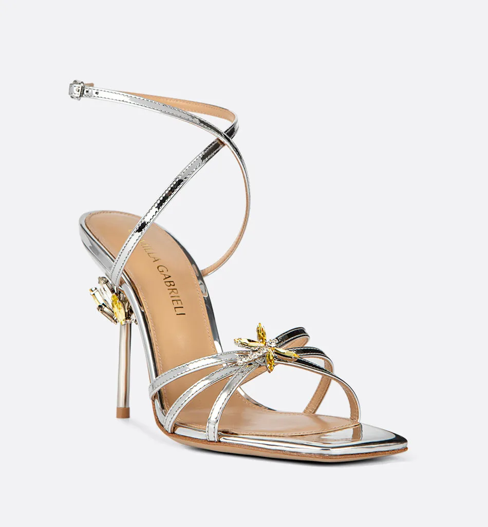 Sienna Dragonfly Sandal - Silver Mirror