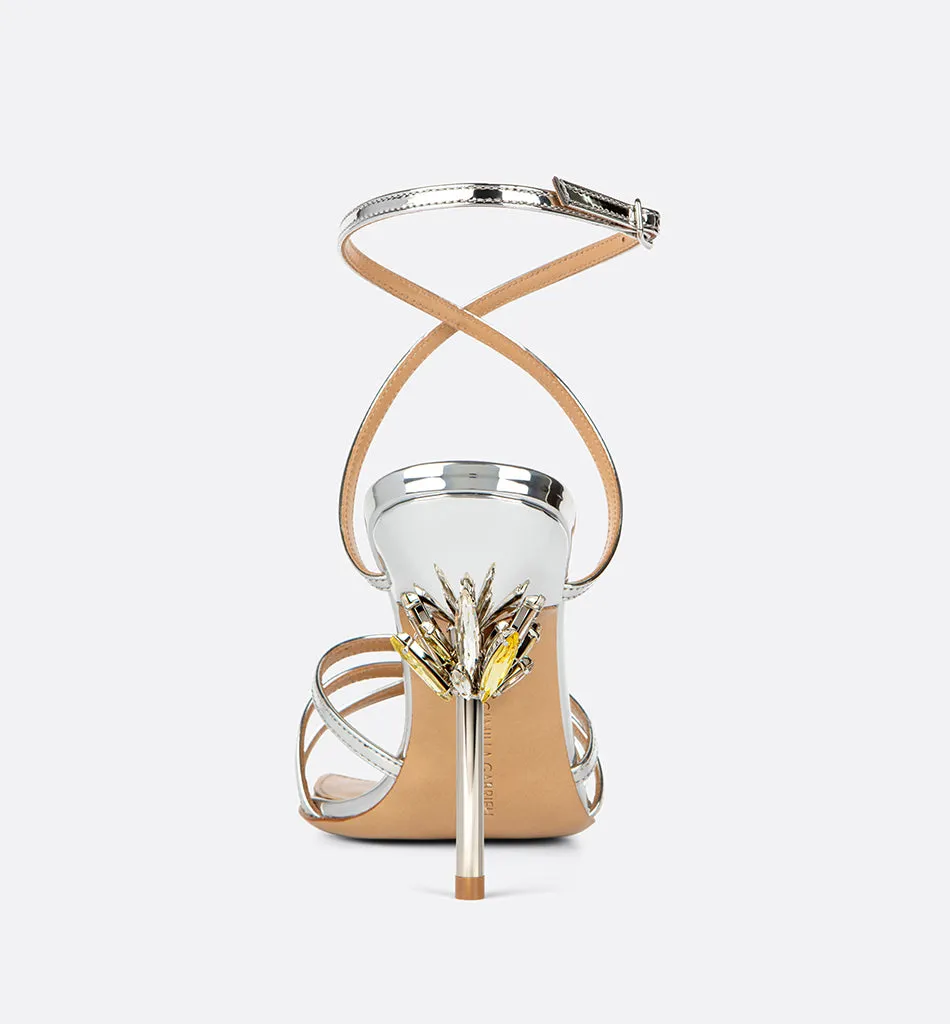 Sienna Dragonfly Sandal - Silver Mirror