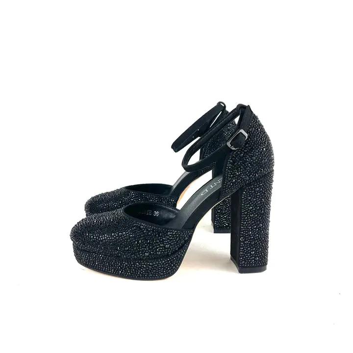 Silent D - Addie Heel (Black Jeweled)
