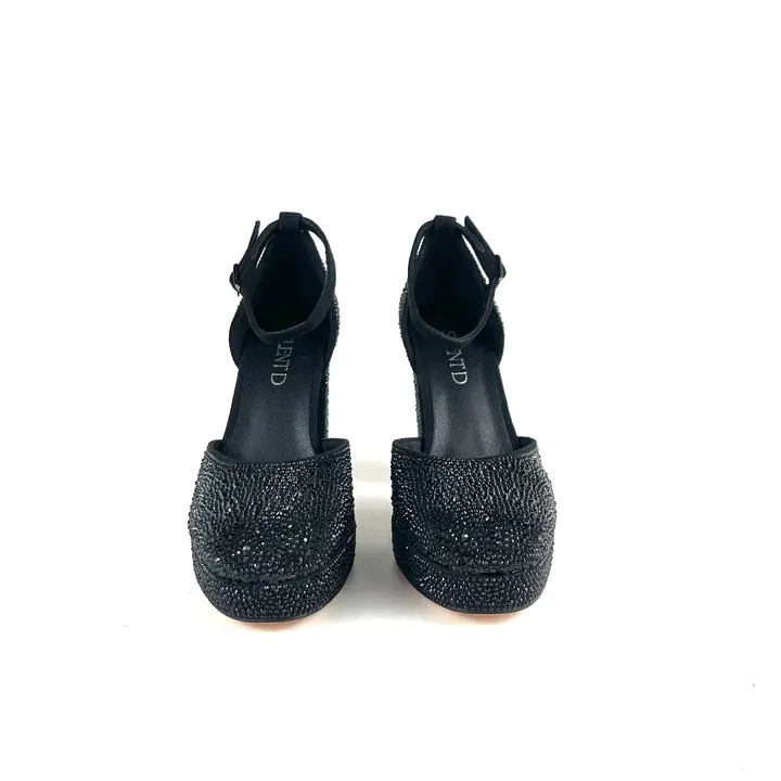 Silent D - Addie Heel (Black Jeweled)