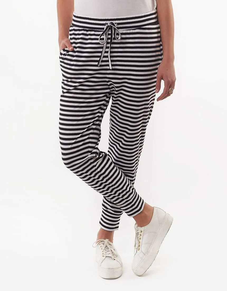 Silent Theory Pant Falling Brick Stripe - Grey Marle/White Stripe