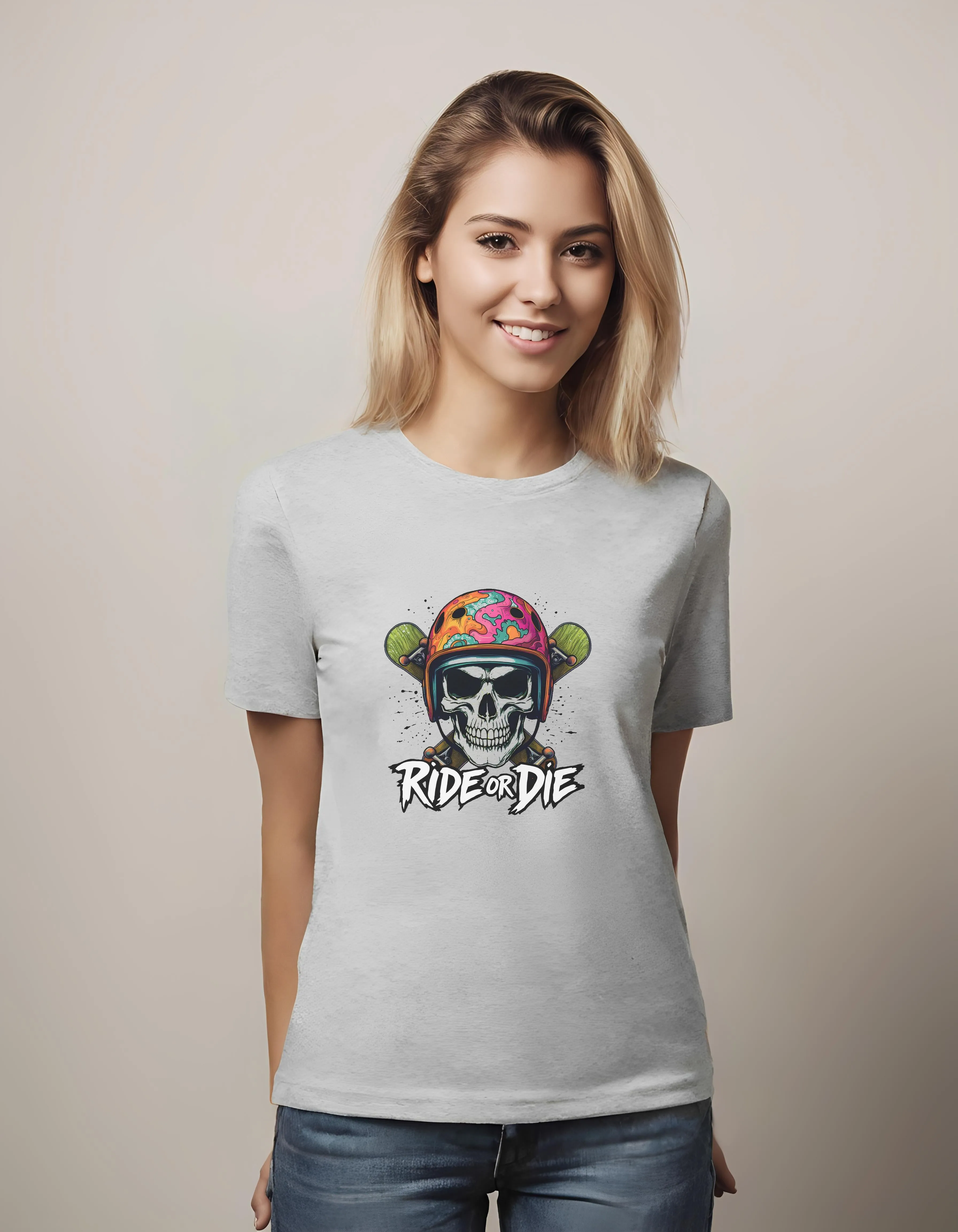 Skull Ride or Die Skateboard Design | Classic T-Shirt (Unisex)