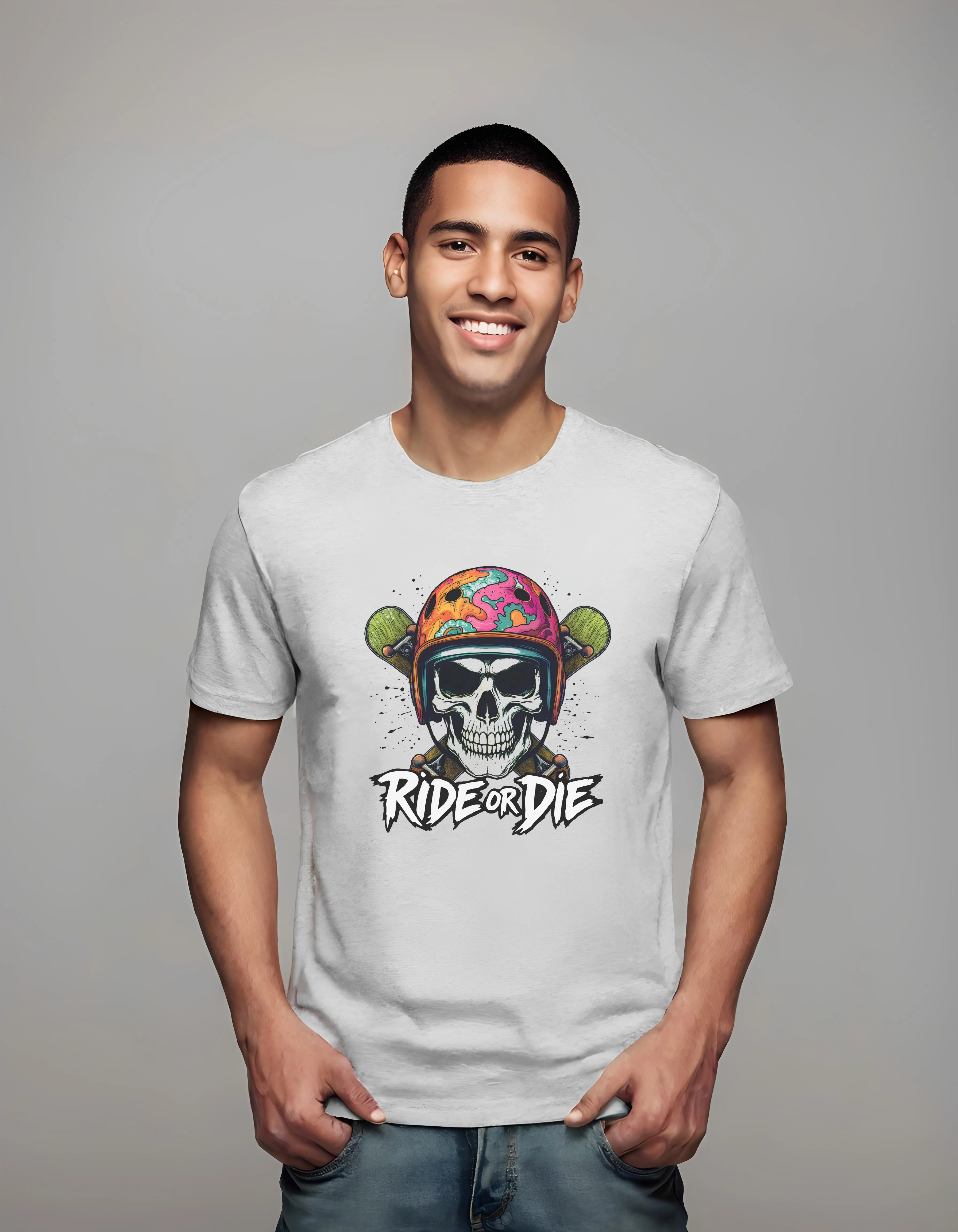 Skull Ride or Die Skateboard Design | Classic T-Shirt (Unisex)