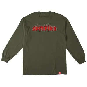 Spitfire - Demonseed Script Youth L/S Tee Forest Green