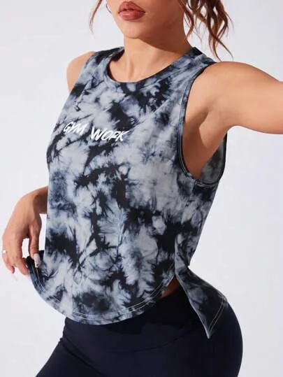 Sport Studio Crew Neck Sleeveless Letter Print Casual Sporty Tank Top
