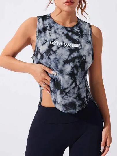 Sport Studio Crew Neck Sleeveless Letter Print Casual Sporty Tank Top